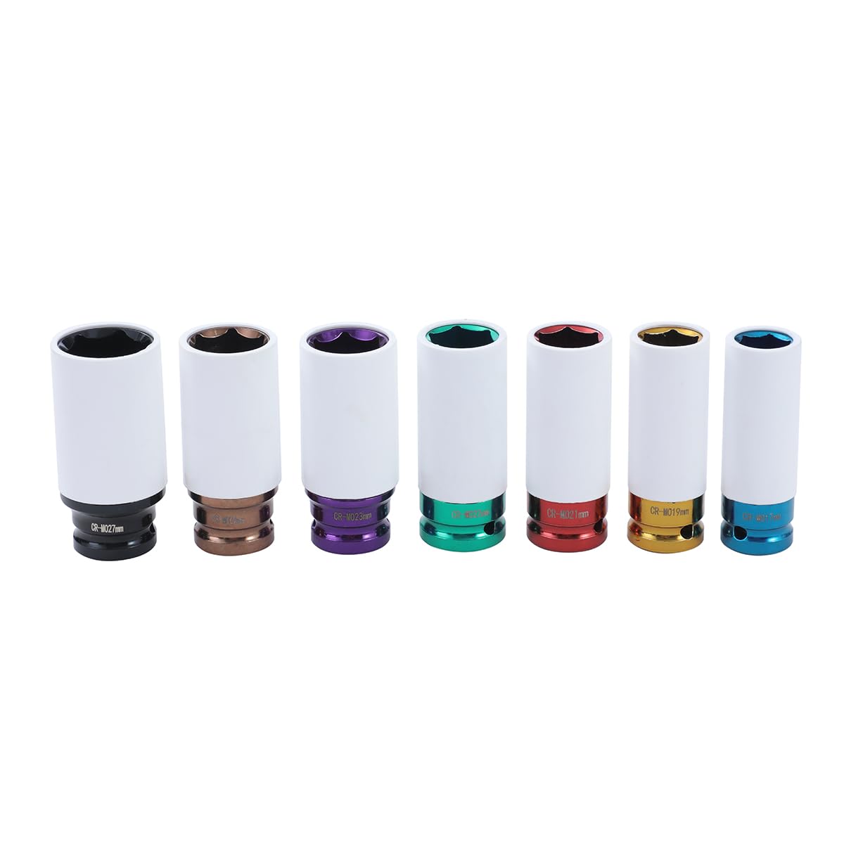 TOPWAY 1/2 Inch Drive Alloy Wheel Impact Deep Socket Set 17-27mm 7PCs Multicolour Extra Thin Wall Metric Protective Lug Nut Sockets - Image 2