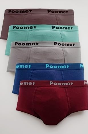 Poomer Men's Cotton Brief (Pack of 5) (POOMER-FRANCO-OE-5S-90_Multicolor, L, 90cm)