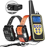 iSPECLE Dog Training Collar, 2018 Upgraded Waterproof Rechargeable 2600ft Remote Dog Shock Collar with LED Light, Beep, Vibration, Shock for Medium/Large Breed 2 Electronic Collars, Neck Lanyard
