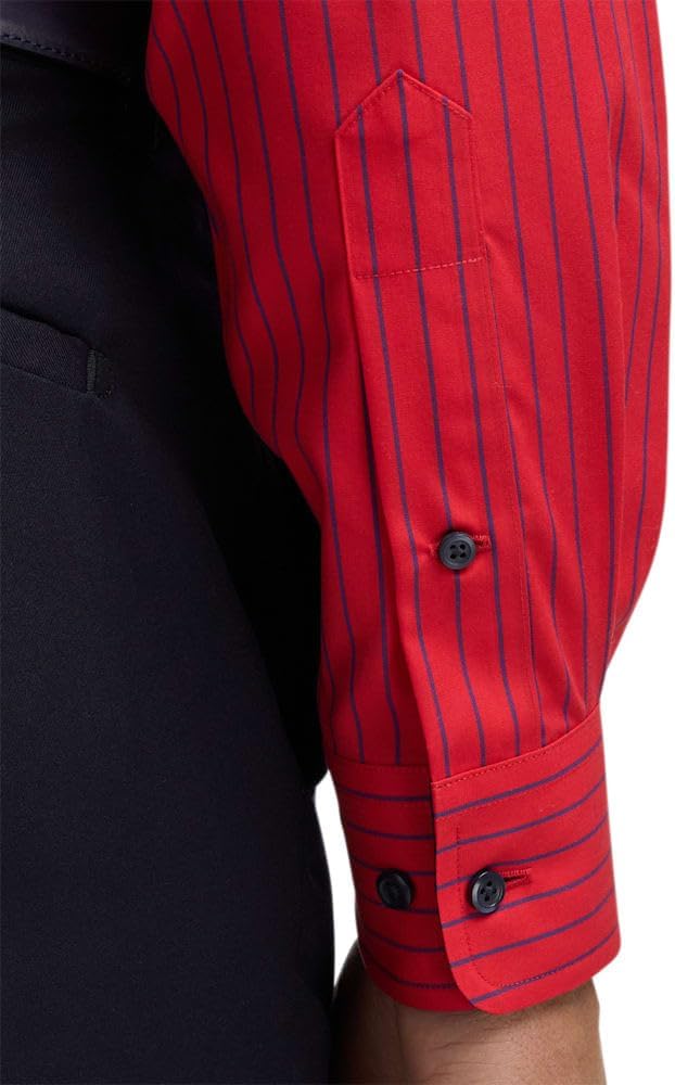 Paul Fredrick Men's Classic Fit Non-Iron Cotton Stripe Dress Shirt - Image 4