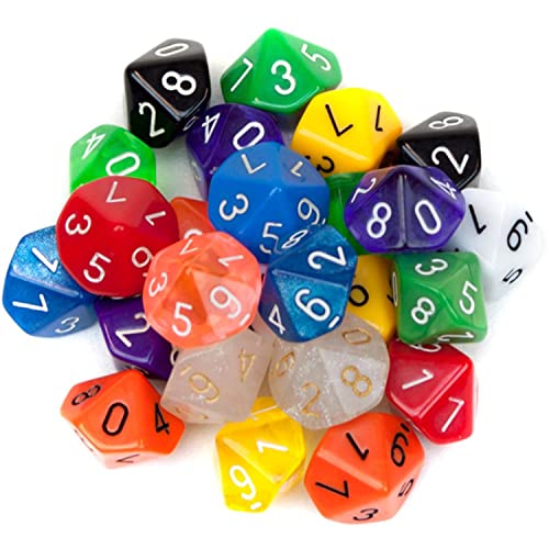 Wiz Dice Bulk Random Polyhedral Dice (D10-25 Pack) - Polyhedral Role Playing Dice in Unique Colors - DND Accessories for TTRPG Dice Games - Ideal Roleplaying Game Dice