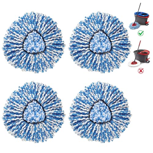 Image of BonusLife 4-Pack Mop Head for O-Ceda RinseClea Spin Mop Refill 2-Tank System Only Easy Cleaning Microfiber Replacement