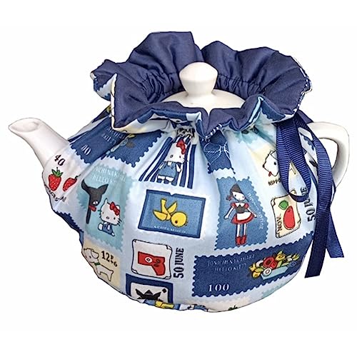 Cotton Tea Cozy, Vintage Decorative Dust Proof Teapot Cover with Insulation Pad to Keep Tea Warm, Kitchen Home Decro, for Mom, Wife, Friends (Blue)