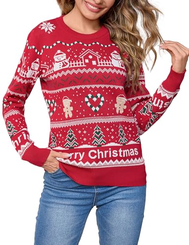 Bresdk Weihnachtspullover Damen Ugly Christmas Sweater Winter Warm...
