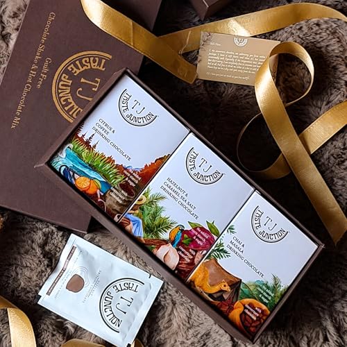 Image of Taste Junction Festive Gift Hamper | Iced /Hot Chocolate Mix | 6 Flavors | 18 Sachets | <0.2G Sugar Per Sachet | Great for Gifting