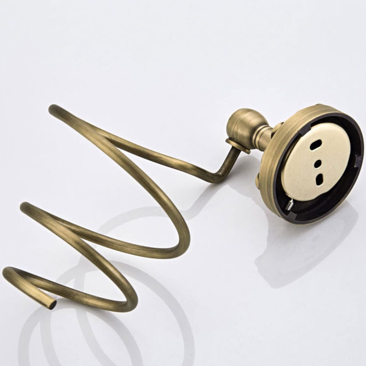 CALLARON Soporte de Pared para Secador de Pelo, Organizador Espiral de Cobre Dorado, Adecuado para Baño, Resistente al Óxido y Ahorra Espacio