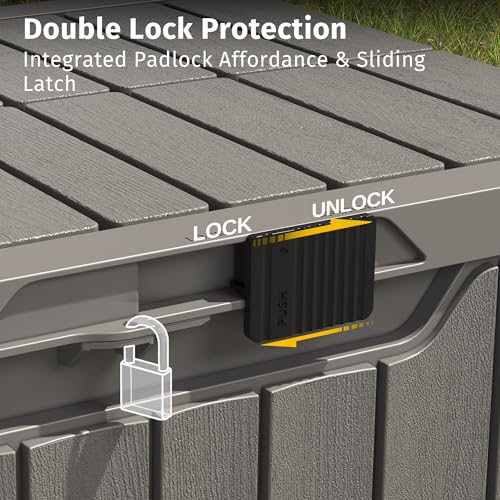 Image of EAST OAK Outdoor Storage Box | 31 Gallon Deck Box Indoor and Outdoor Use | Waterproof Resin Storage Bin with Latch for Patio Cushions, Gardening Tools | UV Resistant | Deep Grey