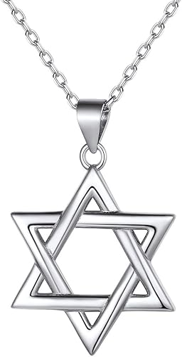 Magen - Collar con colgante de estrella de David para mujer y hombre, cadena de plata de ley 925, joyería judía religiosa, longitud 18 pulgadas,