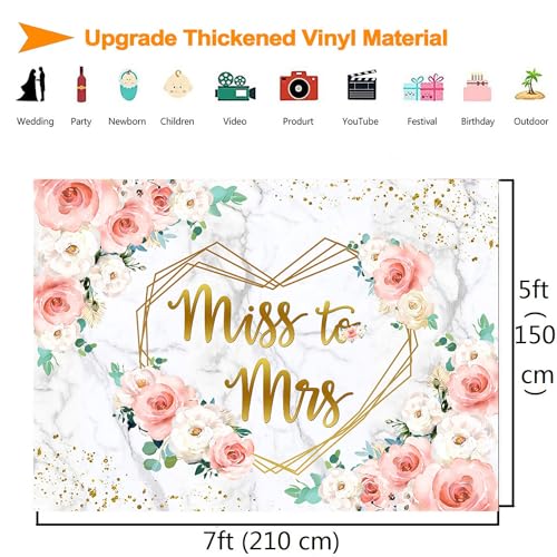 Fondo fotográfico Miss to Mrs 7x5 ft rosa y blanco miniatura 5