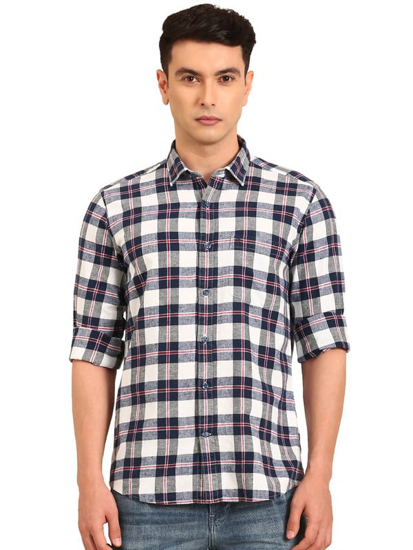 cavallo by linen club Men's Blended Linen Checked Contemporary Fit Full Sleeve Casual Shirt-picture-32