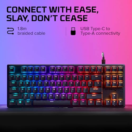 HyperX Teclado mecânico para jogos Alloy Origins Core PBT Teclas Tenkeyless TKL Blue Switch Clicky L