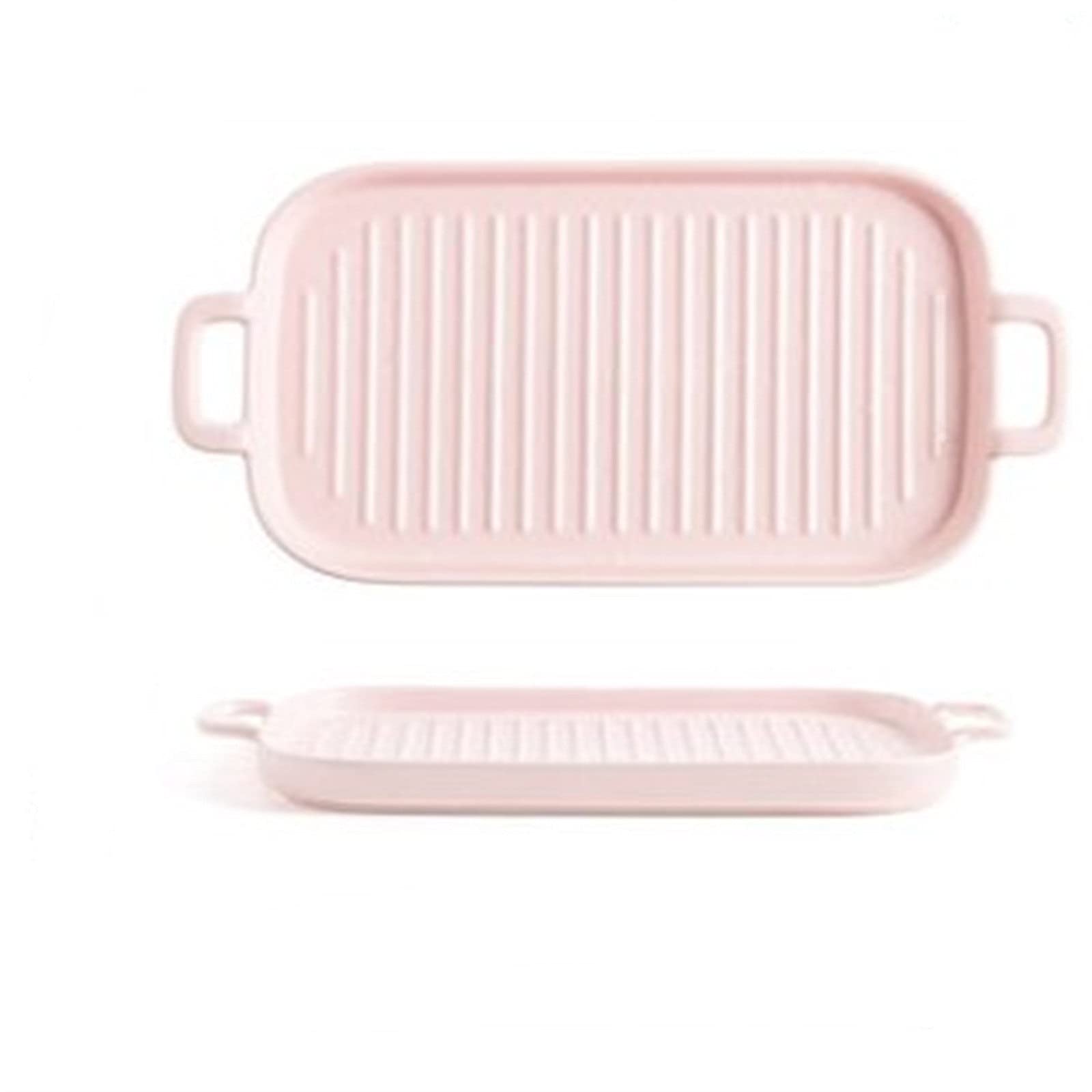 YXSH Bandeja Rectangular Cerámica de gres Fuente para Horno,Ideal para Lasaña Pastel Cazuela Tapas -Pink||30.2x15.8x3.5cm