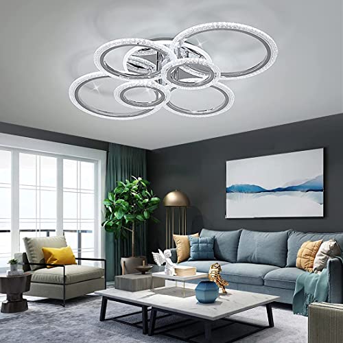 Chandelier indoor compos LED moderne à 6 anneaux pour grand salon