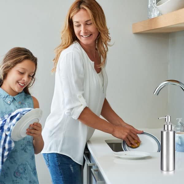 ARKTEK -Stainless Steel Countertop soap dispenser Rust Proof Liquid Hand soap dispenser, Premium Kitchen Pump for Liquid Bathroom Hand Dish Lotion (11.8 Oz / 350 ml) - Image 8