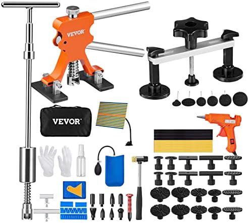 VEVOR 69 PCS Dent Repair Kit, Auto Car Body Paintless Dent Removal Tool Kit, Golden Lifter, Bridge Puller, Slide Hammer Tool Kit for Automobile Body, Washing Machine, Refrigerator