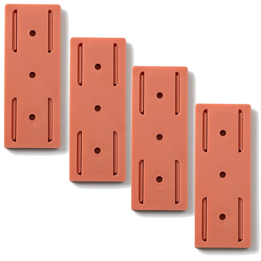 Self-Adhesive Desktop Socket Fixer, Adhesive Punch Free Socket Holder Cable Management Punch Free Surge Protector, Desktop Mountable Plug-in Socket Fixer Bracket Stand (4 pcs Orange)
