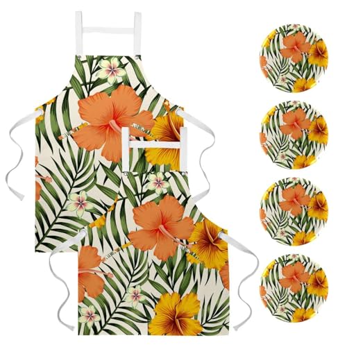 Tablier de cuisine pour nettoyage de la maison et restaurant motif floral multicolore