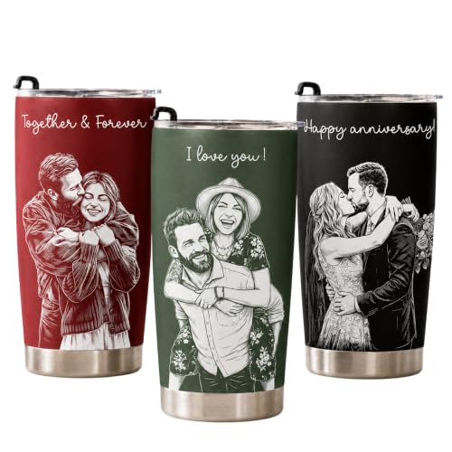 Custom Couple Photo Line Art Tumbler