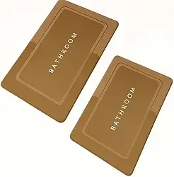 Kit 2 Tapetes Mágicos Ultra Absorventes Antiderrapantes, Secagem Rápida, Laváveis, Ideais para Banheiro, Lavabo e Lavanderia, Conforto, Segurança e Estilo para Sua Casa (Marrom)