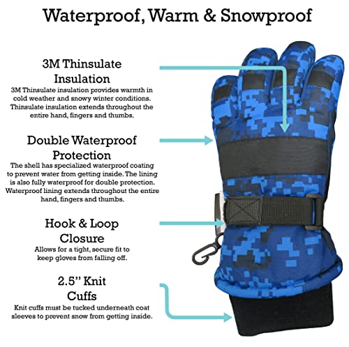 Image of N'Ice Caps Kids Waterproof Winter Thinsulate Warm Gloves | Boys and Girls Snow Ski Gloves with Durable Grippers on Palms, Fingers and Thumbs, 3M Insulation Ideal for Cold Weather