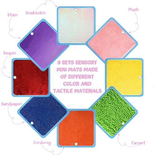 Image of Boao 8 Set Mini Sensory Mats Assorted Textured Play Mats Sensory Floor Tiles Educational Tactile Toys for Activity(7.9 Inch,Square)