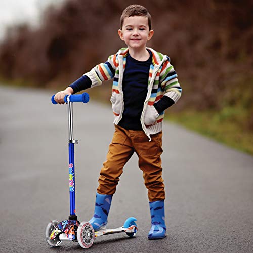 3-Wheel Kick Scooter for Kids Ages 3-8 Lean-to-Steer Toddler Scooter with Extra Wide Light Up Wheels, 4 Adjustable Heights, Foldable Scooters for Boys & Girls, Max Weight 110lbs (Black) by DADDYCHILD - Image 7