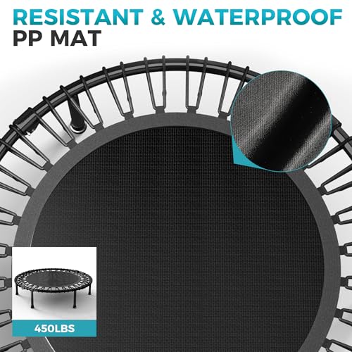 Image of 40 inch /48 inch Rebounder Trampoline for Adults with Bungee Cords, Exercise Rebounder for Adults Indoor /Outdoor Workout, Max Load 450 /550 LBS