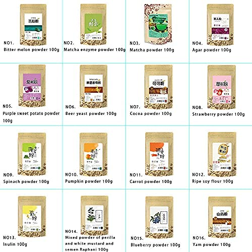 100 g 32 tipi di tè cinese matcha tè verde in polvere profumata maschera in polvere di tè (15 polvere di mirtillo 100 g) - immagine 8