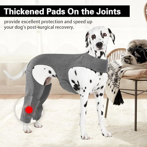 Yoolhamy Chirurgie-Genesungsanzug für Hunde, Bein-Wundschutz, Ellenbogenschutz, Kegel-Alternative, verhindert Lecken und Beißen, langärmelig, Grau, Größe S