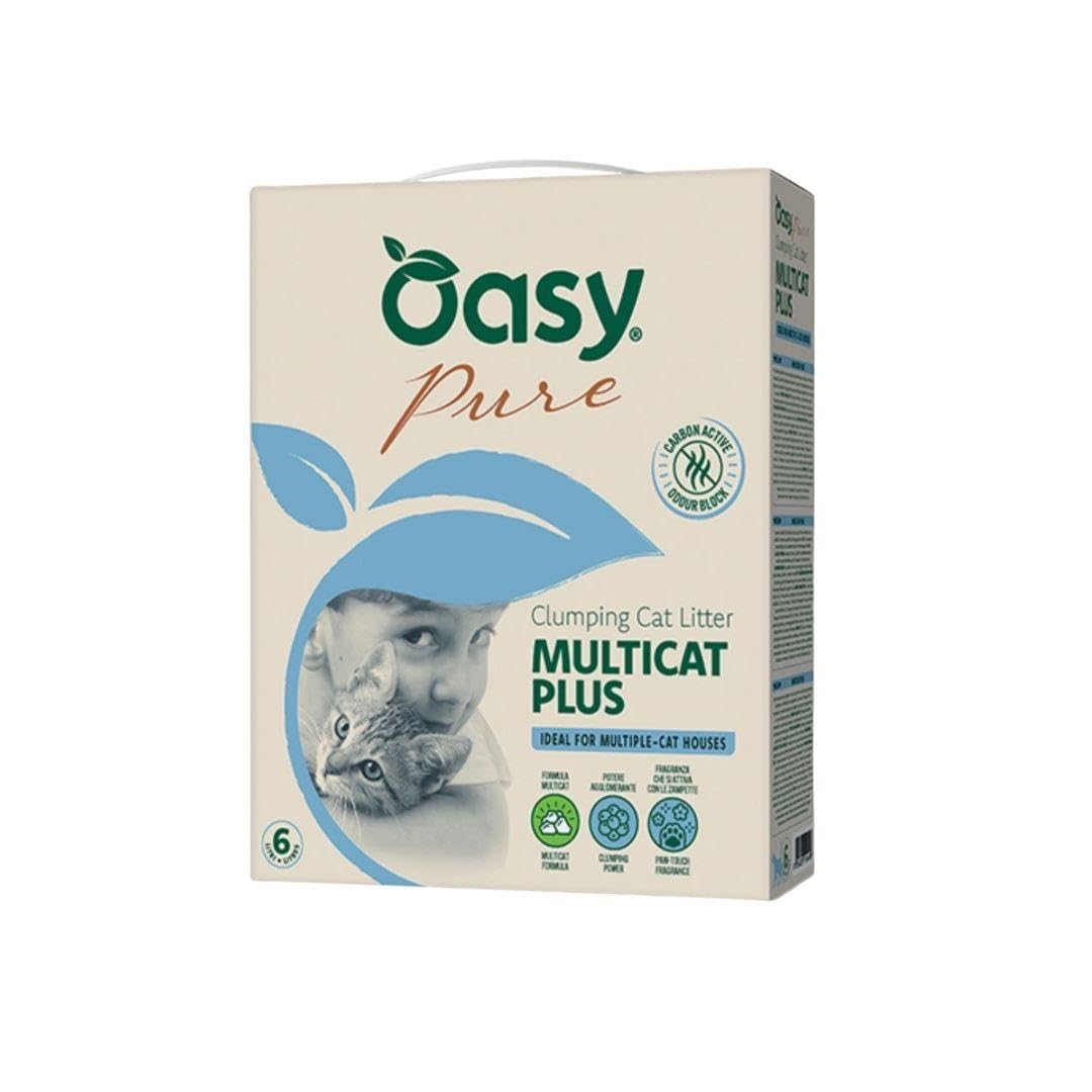 Arenero Oasy para gatos Multicat Pure, arena súper aglomerante para gatos de todas las edades y tamaños, perfumada | 1 paquete de 10 litros.