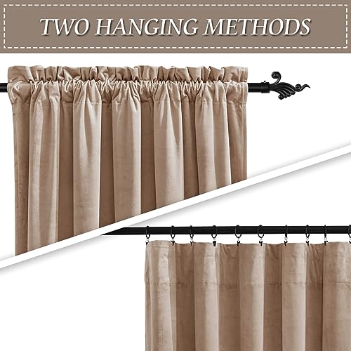 Image of RYB HOME 72 inches Velvet Curtains for Nursery, Rod Pocket Thermal Insulated Soft Silky Touch Window Treatment for Study Room Dorm, W 52 x L 84 inches, Blush, 2 Panels Set