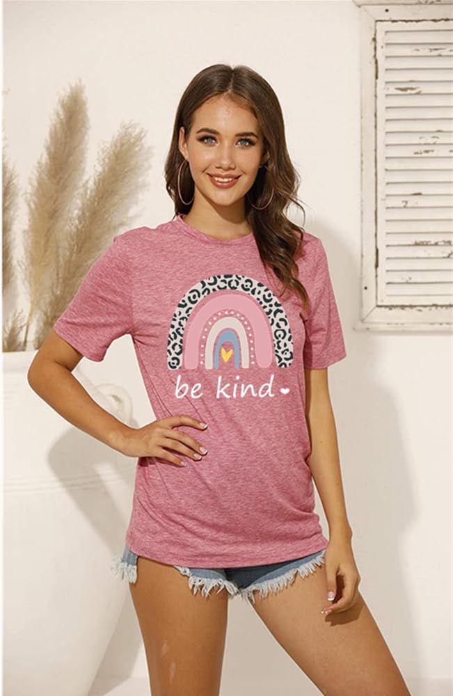 Qrupoad Women Be Kind T Shirt Kindness Inspirational Positive Christian Shirts Summer Casual Graphic Tee Tops - Image 2