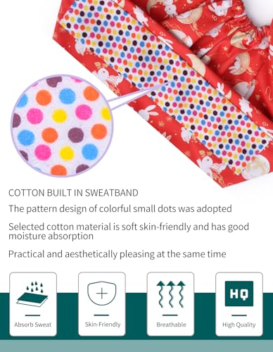 Image of Kousenpu Scrub Caps for Women, Adjustable Women's Surgical Cap with Buttons, Breathable Cute Design for Nurses and Doctors