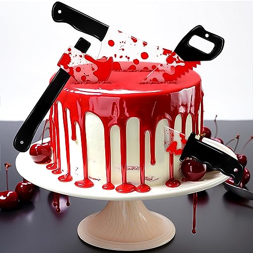 Huray Rayho Blood Splatter Knife Cake Toppers Horror Halloween Ac...