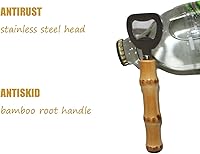 Vista 3 de Abrebotellas de bambú de 2 piezas, abrebotellas de bambú de cerveza, mango artesanal de refrescos (amarillo)