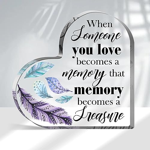 Xendelow Acrylic Heart Sculpture, Color21 Sympathy Gift for Loss, Tabletop Decor for Condolences, Anniversary or Home