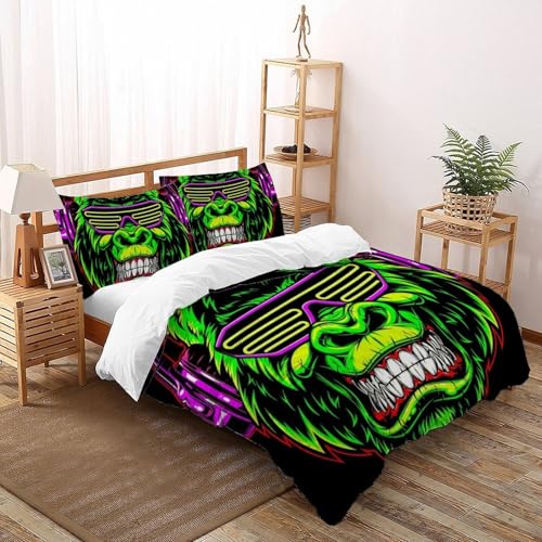 Housse de couette super king gorilles facile à enfiler avec fermeture éclair - 2