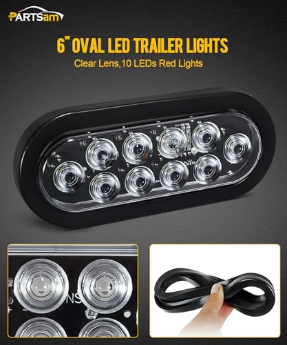Juego 2 luces traseras LED ovaladas rojas 6 pulgadas miniatura 2