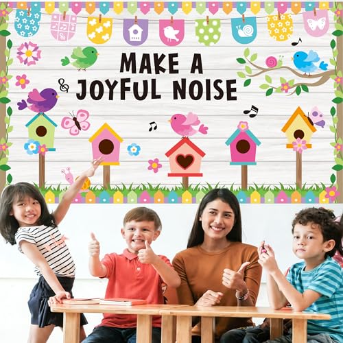 Back to School Bulletin Board Set Welcome Classroom Make A Joyful Noise Bulletin Board Set Birds Flowers Cutouts Back to for Teacher School Office Chalkboard Wall Library Window Home Decor — view 6