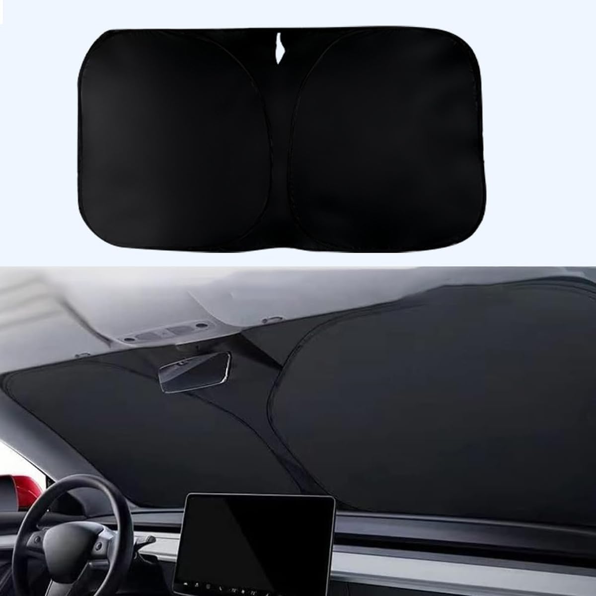 Tryagat Windscreen Sun Shade for Ford Fiesta Mk8 5 door 2017-2023, Double Layer Thickened Foldable Car Front Windshield Heat Shield UV Blocker