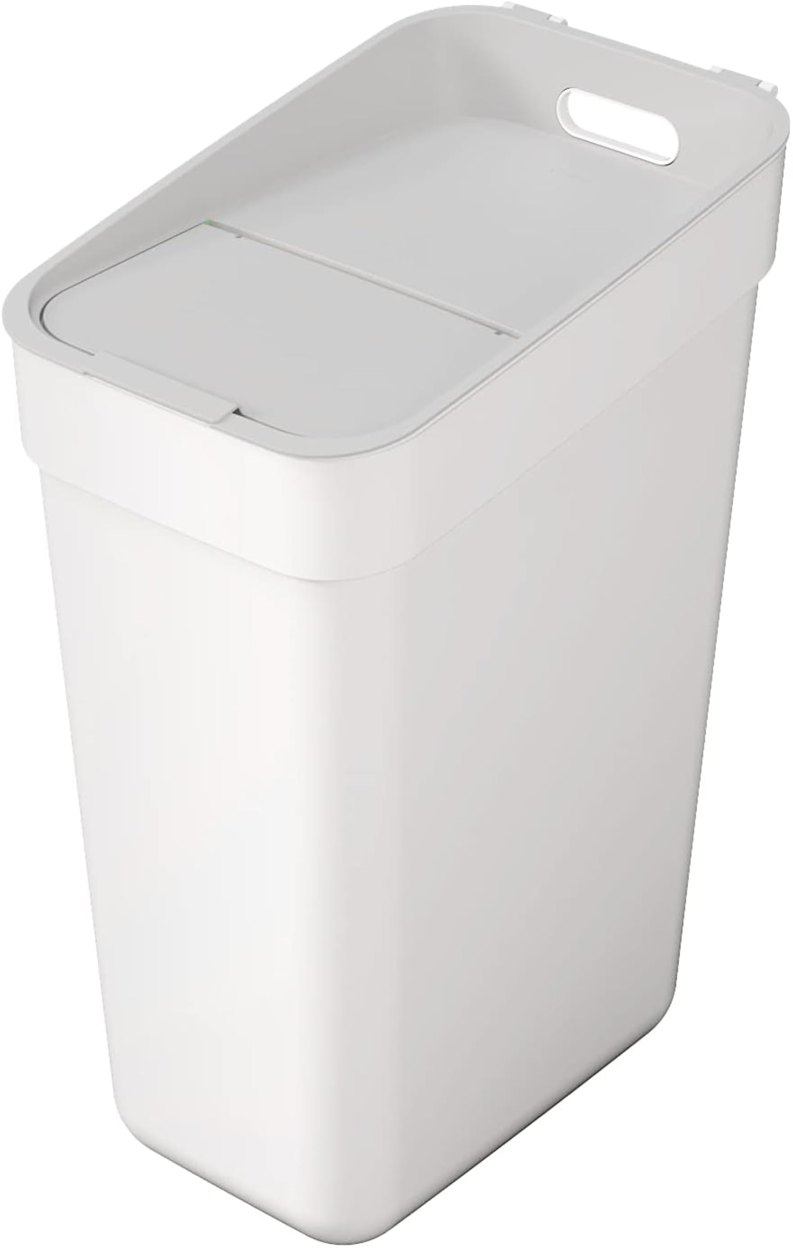 CURVER Ready to Collect 100% Recycled 30L Kitchen Accessories Recycling Lift Top Bin White with Light Grey Lid
