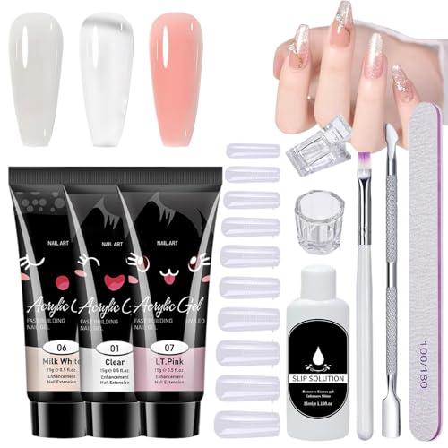 Juego de uñas de gel, kits de gel de poligel, lámpara de manicura de gel con lámpara, kits de manicura de esmalte de gel, manicura de gel portátil con lámpara UV, kit de extensión de uñas y gel, juego