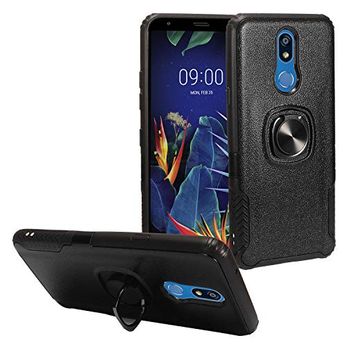 for LG K40, Harmony 3, Xpression Plus 2 (2019) LM-X420, LG Solo LTE L423DL - Hybrid Phone Case w/Ring Stand - RS4 Black
