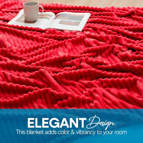 Image of Nestl Blanket for Bed - Cozy Warm Fuzzy Blankets for Women (11 - Cherry Red, Queen (90 inch x 90 inch))