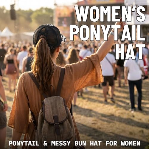 Image of Funky Junque Womens Baseball Cap Dad Hat Ponytail Messy Bun Trucker Ponycap