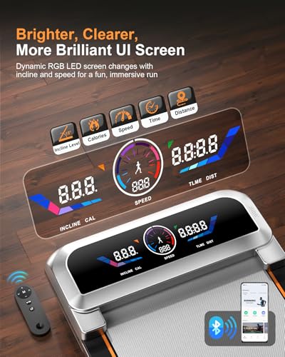 Image of Walking Pad with 15% 12-Level Auto Incline & Handle Bar, 450 lbs Capacity UI Screen, Rayspace 3.5HP Quiet Under Desk Treadmill, Speaker, APP & Remote Control, Treadmills for Home Hiking