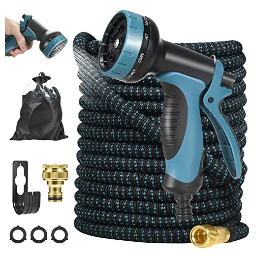 Towwoo Tubo da Giardino Estensibile 30m, 100FT Tubo Flessibile da Giardino con Tubo in Tpe e Adattatore in Alluminio Rame e Pistola ad Acqua per Autolavaggio e Irrigazione Giardino, 10 Modalità