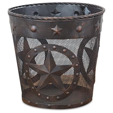 DeLeon Collections Western Star, Rope Trim Metal Wastebasket Cover
