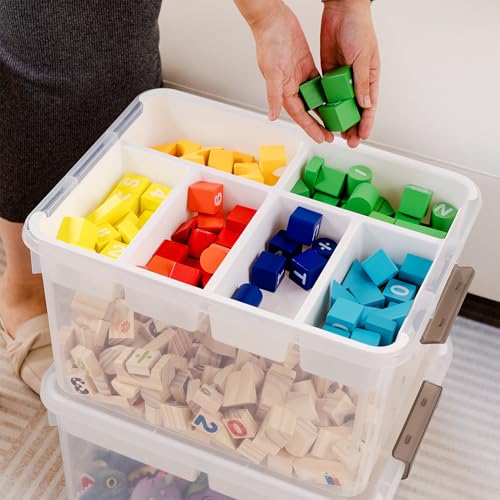 Image of Citylife 32QT 2Packs Clear Craft Organizers and Storage Box with Tray | Stackable Art Supply Organizer Storage Bins with Lids for Beads, Markers, Sewing, Tools, Clothes, Files, Office Supplies