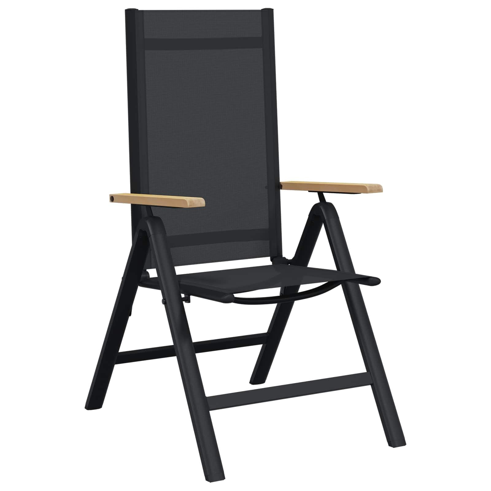 Silla de comedor para jardín al aire libre, sillas de jardín reclinables (juego de 2 unidades, 58 x 73 x 111,5 cm), color negro